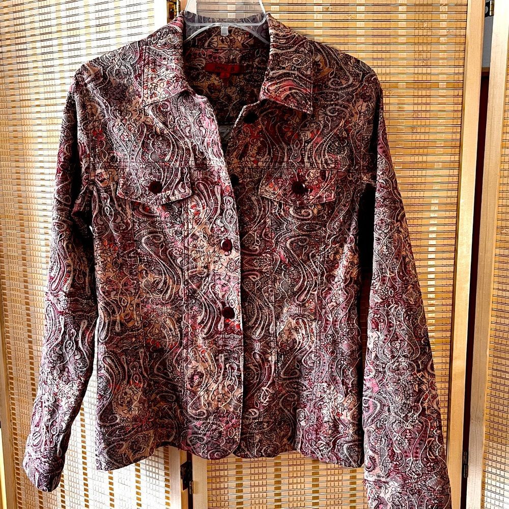 Vintage Joni B pink paisley Jacquard Jacket small